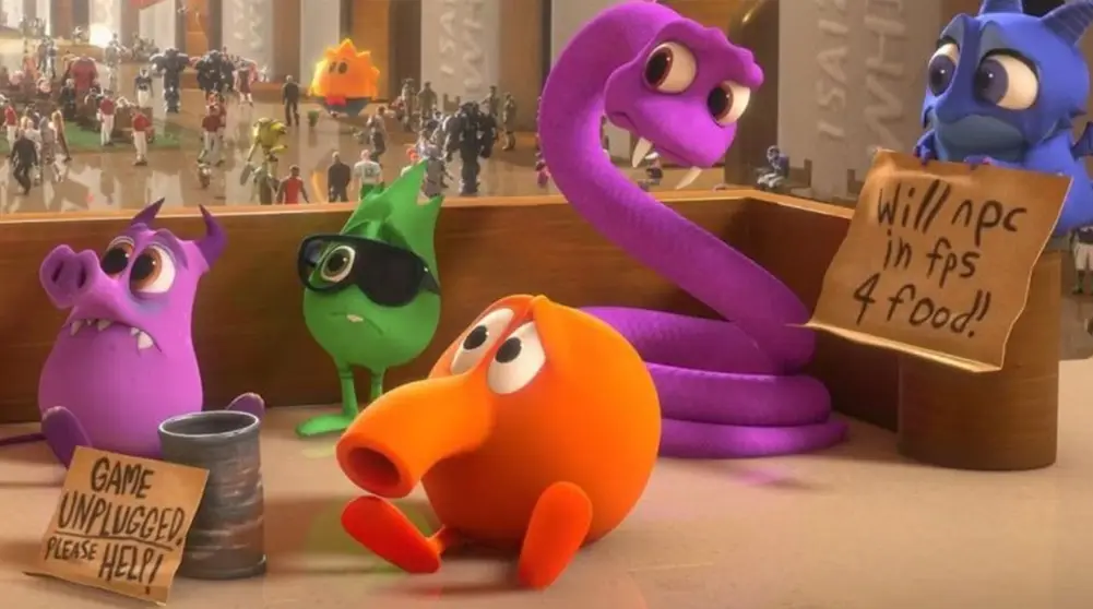 Orange Video Game Character in movie